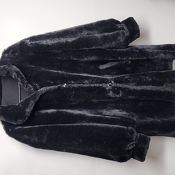 St.  John Classic Reversible oversized  black faux fur coat Luxury Old Money WOW - Picture 9 of 13